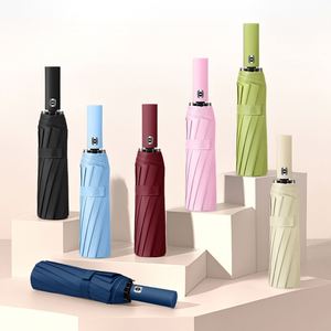 Custom logo Business Fully Automatic Travel Compact Windproof Lightweight Three Folding Strong Pongee Portable <b>Umbrella</b> Fold - Product Image 5