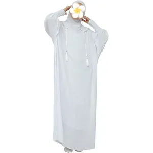 Robe de prière musulmane Khalat, Abaya unie à capuche, robe longue maxi <span class=keywords><strong>pour</strong></span> femmes, Jilbab islamique de Dubaï, OEM/Personnalisé - Product Image 4