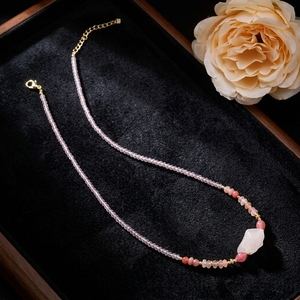 Collar de cristal curativo de acero inoxidable natural, gargantilla de piedras preciosas hecha a mano, estilo bohemio espiritual para mujer, gota de agua en oro de 18 quilates - Product Image 3