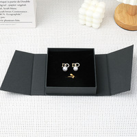 Boîte cadeau rigide carrée double ouverture en carton gris écologique pour bijoux, impression UV, logo personnalisé, emballage pour boucles d'oreilles, directement de l'usine