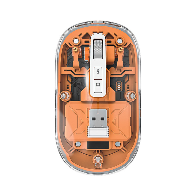 Hot Sell 2.4GHz Wireless for Mouse USB Stock Transparent Mini Mechanical Style Three DPI Adjustable Optical Rechargeable