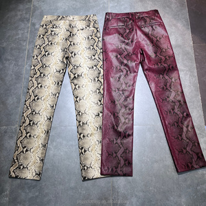 OEM Custom PU Vintage Snake Print <strong>Faux</strong> <strong>Leather</strong> Straight Leg Pants High Waist Punk Streetwear <strong>Trousers</strong> for <strong>Men</strong> - Product Image 2