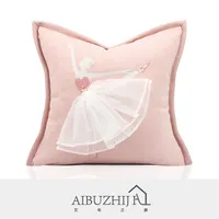 AIBUZHIJIA Nordic Cute Ballerina Muster Kissen bezug 18*18 Zoll Luxus Stickerei Pink Kissen bezug für Wohnzimmer