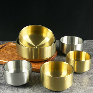 Bol à mélanger en acier inoxydable 304 doré et argenté de style coréen pour mélanger, glaces, riz et soupe (couverts de cuisine) - Product Image 1