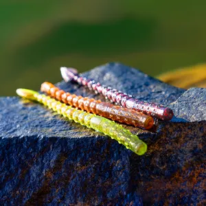 LINNHUE 15 pcs/Pack Appâts de pêche flottants souples 110mm Sequin Worm Silicone Swim baits Leurres Pesca Bass Carp Fishing Tackle Bait