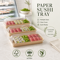 Conteneur alimentaire en papier écologique recyclable et durable, plateau à sushi en papier kraft avec revêtement PLA