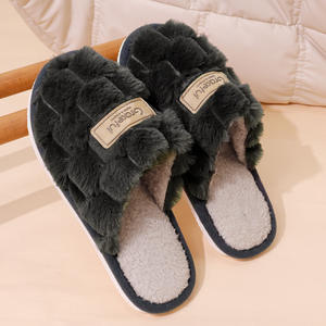 2026 New Autumn Winter Thick-Soled Double-Layer <b>Wool</b> Cotton Genuine Leather Suede <b>Slippers</b>-Fashionable Water Resistant Unisex - Product Image 5