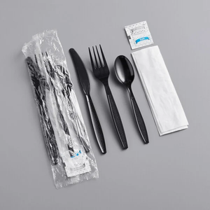 Venta al por mayor individualmente de peso medio PP <span class=keywords><strong>cubiertos</strong></span> violonchelo envuelto paquete con servilleta y sal Kit 1*6 - Product Image 5