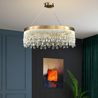 Lampe suspendue moderne magnifique atmosphère lumière luxe en acier inoxydable cristal table à manger salon lustre