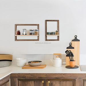 Étagère flottante à trois niveaux en bois marron/noir style Art Déco, pour rangement décoratif mural, chambre, salle de bain, anniversaire - Product Image 5