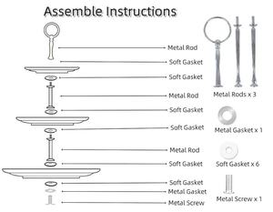 Plato de servir fruta <span class=keywords><strong>tapas</strong></span> al por mayor personalizado <span class=keywords><strong>restaurante</strong></span> banquete boda fiesta aperitivo plato de 3 niveles con soporte de plata - Product Image 4
