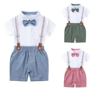 Baby Boys Outfit Gentlemen Shirt Rompert Fashion Blazer Suit Short Sleeve Gentleman Suits