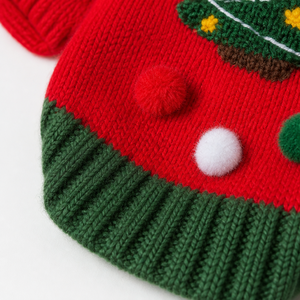 Pull de Noël pour chien, gilet chaud en tricot pour animaux de compagnie avec imprimé banane amusant, vêtements de fête pour petits et moyens chiens et chats, rouge vert - Product Image 2