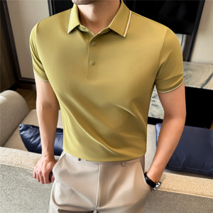 Chemise polo à manches courtes pour homme, t-shirt décontracté à séchage rapide pour l'été, t-shirt sans couture pour homme - Product Image 3
