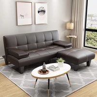Canapé-lit droit simple noir bon marché, chaise longue inhabituelle, meubles de salon simples