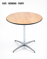 Muebles de Comedor de Diseño Moderno, Mesa de Cóctel para Eventos al Aire Libre con Tablero de Madera Contrachapada y Estructura Metálica, Duradera y Fácil de Limpiar