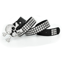 Femmes Hommes Ceintures de taille Crâne Carré Pyramide Ceinture Incrustée pour Dames Punk Personnalité Oeillet Ceinture pour Jeans Décoration