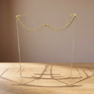 Gold Plated Facelet Chain Eyeglasses <b>Frames</b> Minimalist Woven Link Optical <b>Frame</b> for Women - Product Image 3