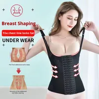 여성용 플러스 사이즈 6단 버튼 복부 보정 쉐이프웨어 데일리 실크 코르셋 탄탄한 상체 슬리밍 얇은 니트 탑 미무