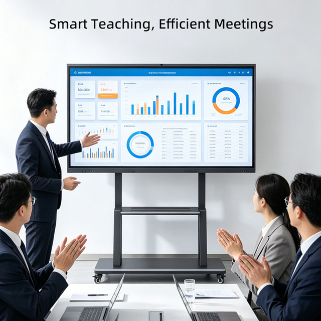 UHD 20-Point Touch Interactive Whiteboard 48MP Camera Wireless Screen Share Zero Bonding for 75/86 Inch Conference Rooms Video