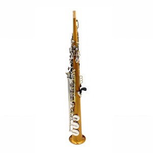 Saxophone soprano droit en cuivre gravé à la main, en une seule pièce, laqué or foncé, clés nickelées, de la marque Eastern Music - Product Image 3
