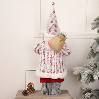Ornements de Noël SOTE 45CM Père Noël en peluche blanche debout Décoration certifiée BSCI Logo personnalisé Décoration de la maison