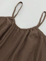 Robe longue maxi marron dos nu pour femme grande taille, à fines bretelles et nouable à l'arrière, style bohème ample pour la plage et les vacances, vente en gros et sur mesure