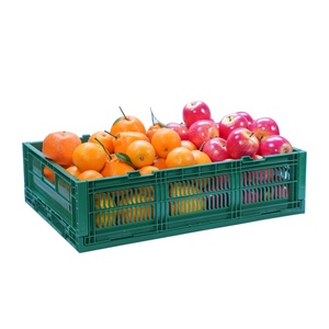 Hot Selling Large Capacity 600x430x160mm Stackable Milk Crates Supermarket Bread Basket With Lid Plastic Foldable Crate