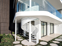 Rampe d'escalier en acier inoxydable durable, spirale moderne, écologique, pour extérieur