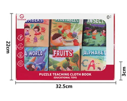Baby Toys Cloth Books 6 Books In 1 Set Puzzle Teaching Educational Toys For Preschool Learning