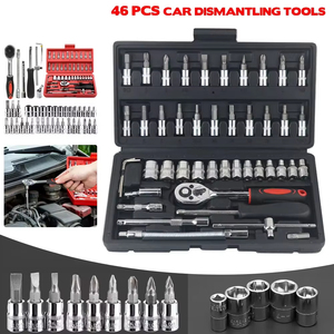 Juego de Llaves de Trinquete de 46 Piezas, Kit de Herramientas para Reparación de Autos y Motocicletas, Llave Combinada, Llave de Tubo, Destornillador - Product Image 2