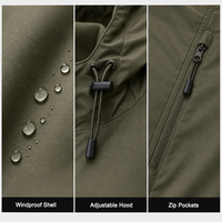 Ensemble coupe-vent en nylon personnalisé pour homme, veste à capuche entièrement zippée résistante à l'eau avec coutures thermosoudées, pantalon de jogging, ensemble de survêtement deux pièces pour la randonnée en plein air