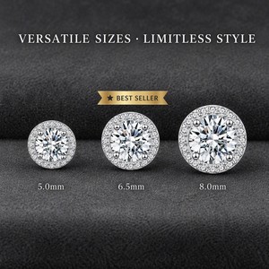 <span class=keywords><strong>Orecchini</strong></span> Hip Hop Miami 5.0mm 6.5mm 8.0mm in <span class=keywords><strong>Argento</strong></span> <span class=keywords><strong>925</strong></span> con Certificato GRA, Moissanite D VVS1 - Product Image 2