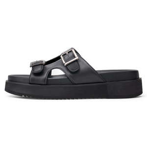 Sandales vintage en cuir véritable, confortables, antidérapantes, pantoufles plates pour la maison, chaussures décontractées pour la marche en extérieur, chaussures de sécurité pour hommes. - Product Image 3