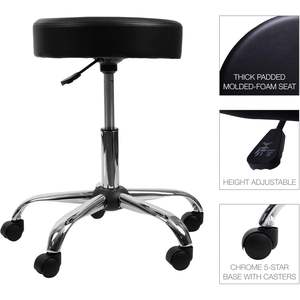 Silla de Laboratorio Alera Negra de PU, Ajustable en Altura, Cómoda y Práctica - Product Image 6