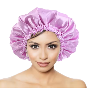 2024 nouveau Deisng personnaliser Logo couleur unie chouchou sommeil chapeau soie tête Wrap ajuster Satin Bonnet bonnet de nuit pour les femmes - Product Image 1