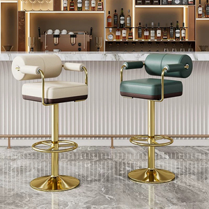 Sgabello da Bar moderno in metallo con schienale e sedile in pelle durevole e costante per uso commerciale di casa Bar ristorante all'ingrosso - Product Image 3