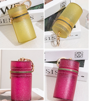 Bolsa de cosméticos de PVC de moda, colorida, con llavero de lápiz labial, superventas, al por mayor, monedero con llavero