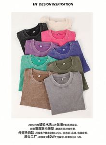 Men's Retro Batik Retro Short Sleeved T-Shirt 230g Cotton Washed Old T-Shirt Loose Shoulder O Neck - Product Image 3