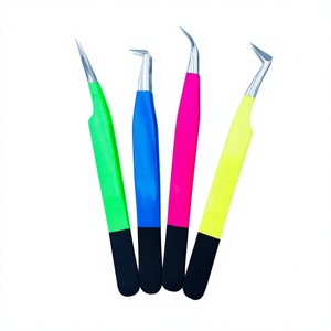 Pinces à cils professionnelles en acier inoxydable pour extensions de cils, antidérapantes, à forte adhérence, emballage personnalisable, logo, faible MOQ - Product Image 1