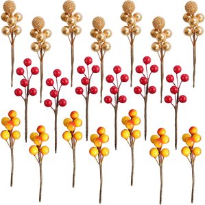 Têtes de baies artificielles à feuilles ajourées, 50 pièces, décor pour noël, DIY, guirlande et ornement de couronne pour vacances - Product Image 6