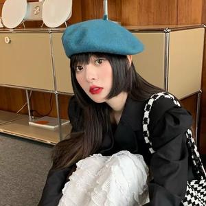 Chapeau béret d'hiver en laine pour femmes, <span class=keywords><strong>bonnet</strong></span> classique de peintre en cachemire de style français pour cadeaux d'automne - Product Image 3