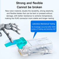SAMZHE - Juego de 30 Conectores RJ45 Cat6A 8P8C UTP de 3 Pulgadas, Transparentes, Azules, de Dos Piezas, con Orificio para Cable de 1,10 mm, Enchufe Modular para Cable de Red