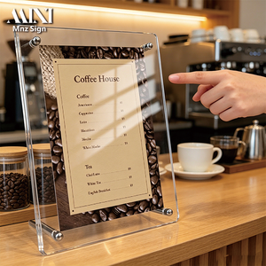 Présentoir de menu en acrylique sur pied pour table – Idéal pour salons de thé, cafés, salons de beauté, restaurants – <span class=keywords><strong>Liste</strong></span> de prix remplaçable - Product Image 2