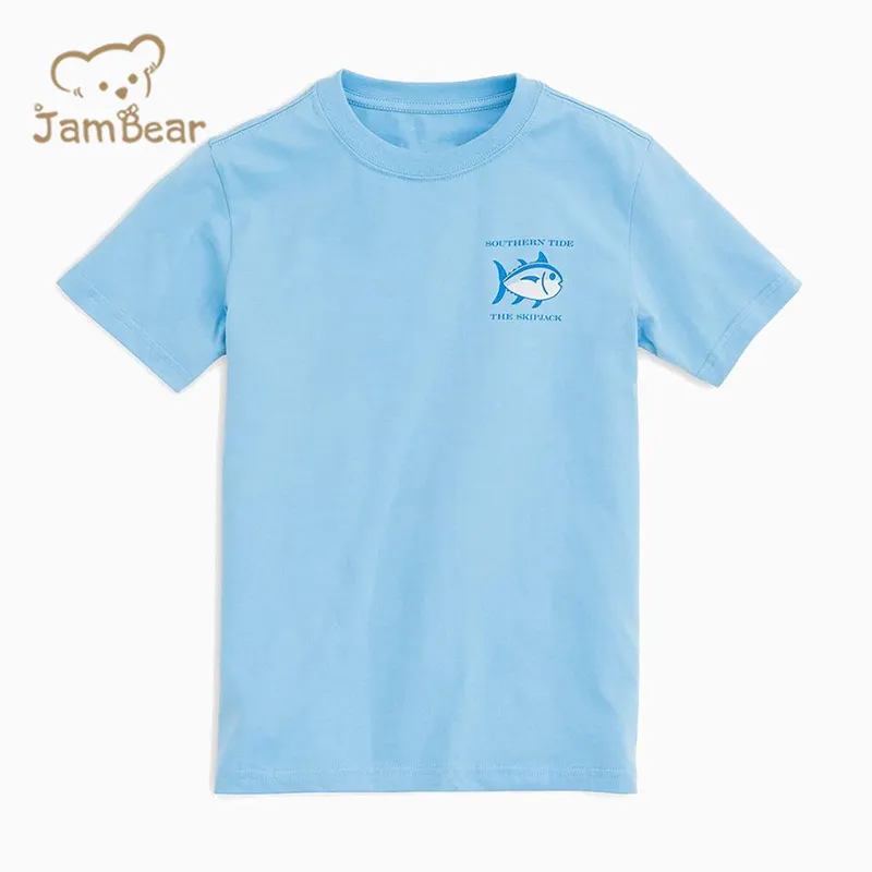 T-shirt per bambini in cotone organico t-shirt sostenibili da ragazzo con stampa a maniche corte top eco friendly a manica corta per bambini