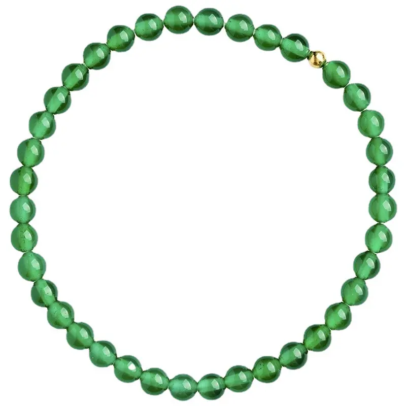 Женский браслет из зеленого агата и халцедона