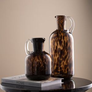 Jarrón de Vidrio con Forma de Tetera y Patrón de Concha de Tortuga, Estilo Moderno de Mediados de Siglo, para Decoración del Hogar - Product Image 1