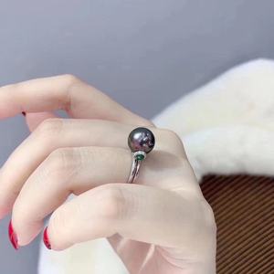 10-11 Flawless Peacock Green and Black Bead <b>Ring</b> 925 Precision Imported Craftsmanship Active Mouth Design Value <b>Pearl</b> <b>Rings</b> - Product Image 4