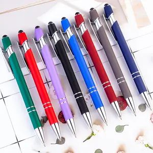 2 In 1 Branded Soft Touch Stylus Rubberized Metal Ballpoint Pen For Promotion