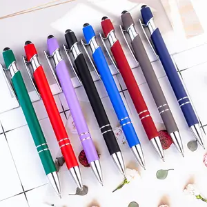 2 Trong 1 Thương Hiệu Mềm Cảm Ứng Stylus Cao Su Kim Loại Bút Bi Cho Khuyến Mãi